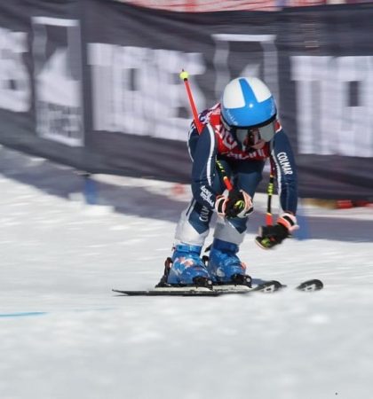 Champion Skier Samuel on Slopes